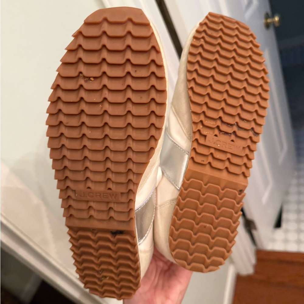 J Crew trainers in metallic colorblock Women's Cream Sneakers with Gold Accents - Picture 8 of 12